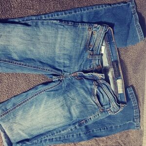 Classic Blue Straight Leg Jeans with Whiskering